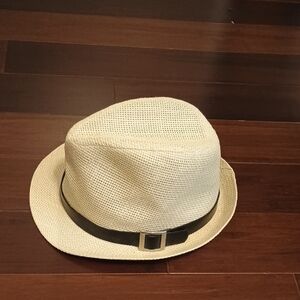 Stylish Cream Fedora Hat with Black Band